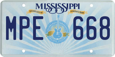 MS license plate MPE668