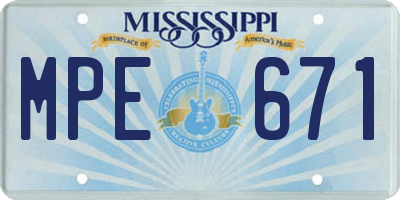 MS license plate MPE671