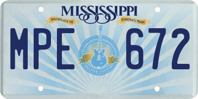 MS license plate MPE672