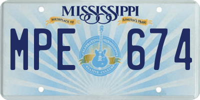 MS license plate MPE674