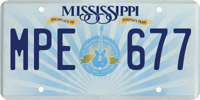MS license plate MPE677