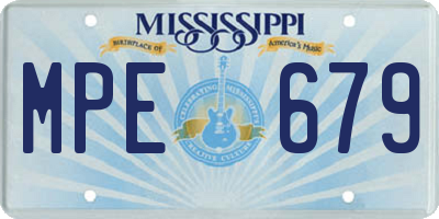 MS license plate MPE679