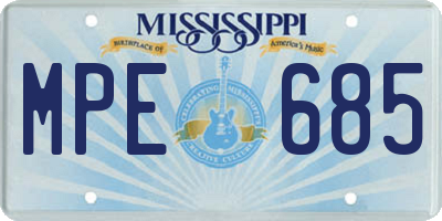 MS license plate MPE685