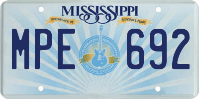 MS license plate MPE692