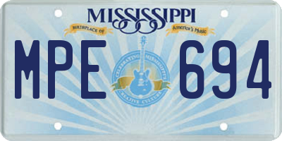 MS license plate MPE694