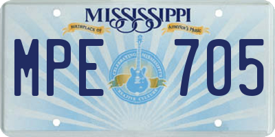 MS license plate MPE705
