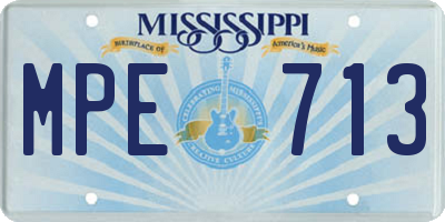 MS license plate MPE713