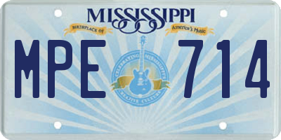MS license plate MPE714