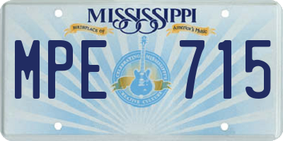 MS license plate MPE715