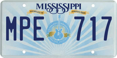 MS license plate MPE717