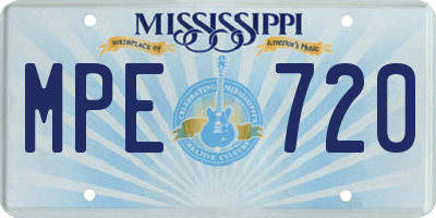 MS license plate MPE720