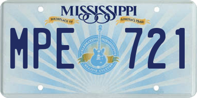 MS license plate MPE721