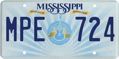 MS license plate MPE724