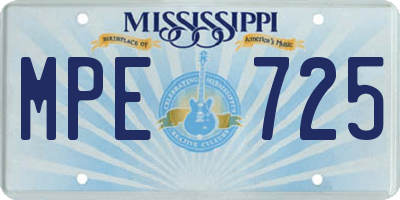 MS license plate MPE725