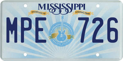 MS license plate MPE726