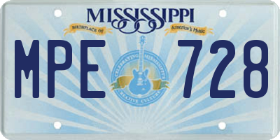 MS license plate MPE728