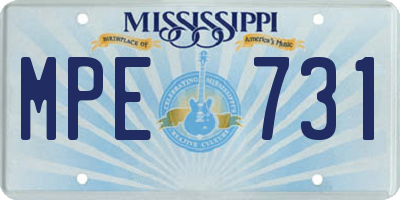 MS license plate MPE731