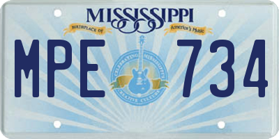 MS license plate MPE734