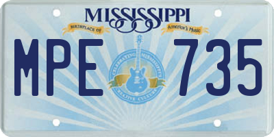 MS license plate MPE735