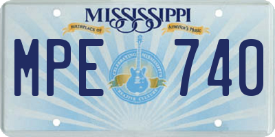 MS license plate MPE740