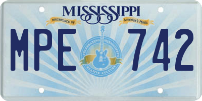 MS license plate MPE742