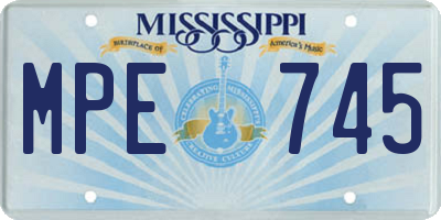 MS license plate MPE745