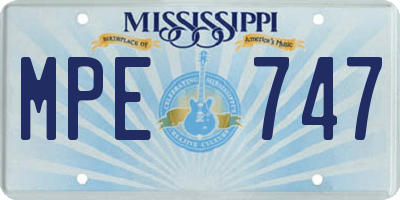 MS license plate MPE747