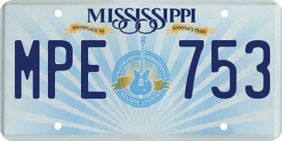 MS license plate MPE753