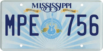 MS license plate MPE756