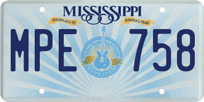 MS license plate MPE758