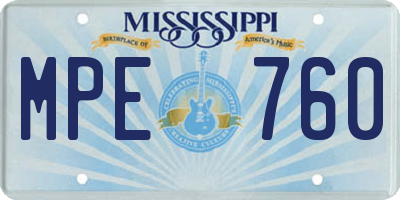 MS license plate MPE760