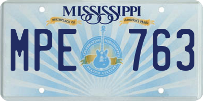 MS license plate MPE763