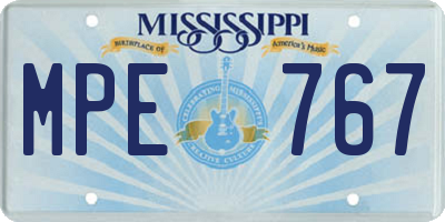 MS license plate MPE767