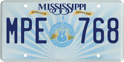 MS license plate MPE768