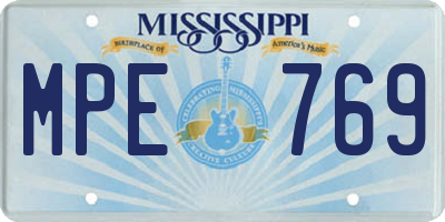 MS license plate MPE769