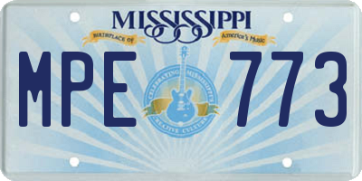 MS license plate MPE773
