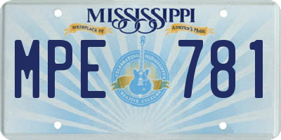 MS license plate MPE781