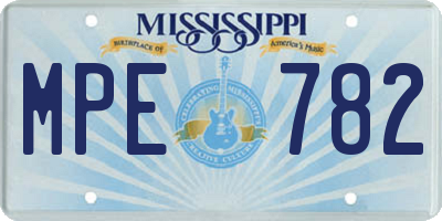 MS license plate MPE782