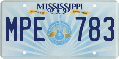 MS license plate MPE783