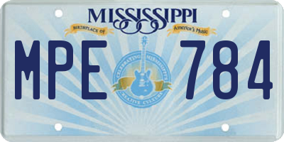 MS license plate MPE784