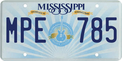 MS license plate MPE785