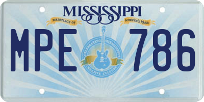 MS license plate MPE786