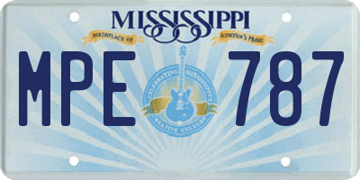 MS license plate MPE787