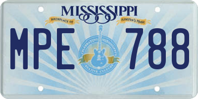 MS license plate MPE788