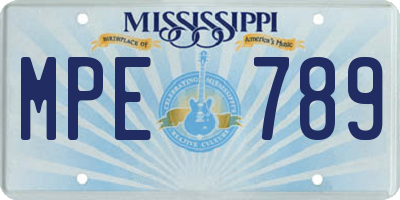 MS license plate MPE789