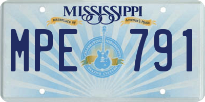 MS license plate MPE791