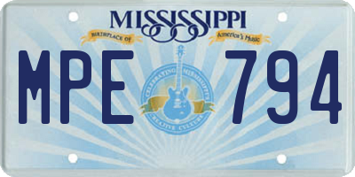 MS license plate MPE794