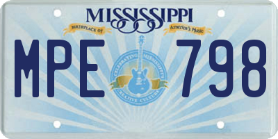 MS license plate MPE798