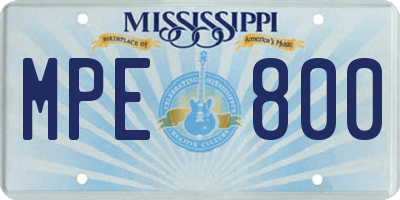 MS license plate MPE800