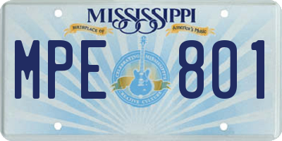 MS license plate MPE801